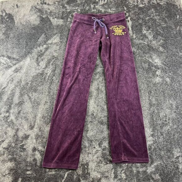 Vtg Y2K Juicy Couture Velour Sweatpants Embellished Embroidered S Purple USA - Picture 1 of 11